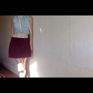 Red herringbone a-line skirt